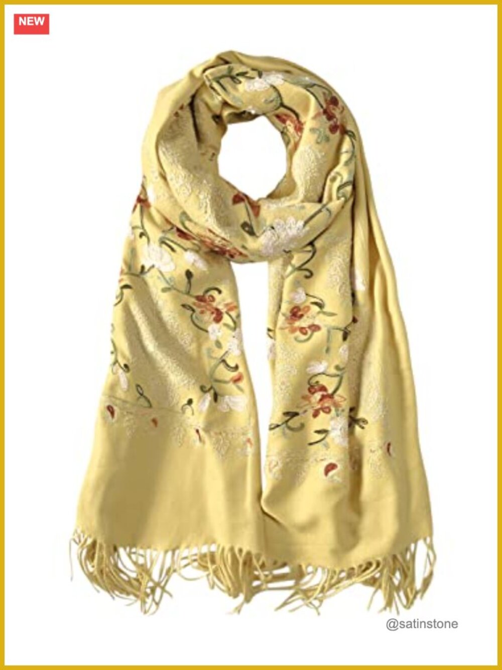 Embroidered Tassel Long Shawl Oversize Scarf Wrap for Women